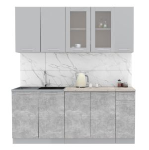 ГОТОВАЯ КУХНЯ МИЛА 1,9 (СЕРЕБРО/ БЕТОН)