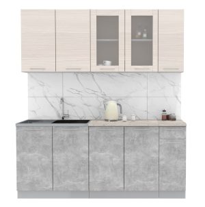 ГОТОВАЯ КУХНЯ МИЛА 1,9 (ВУДЛАЙН КРЕМОВЫЙ/ БЕТОН)