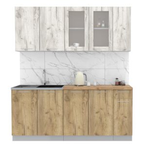 ГОТОВАЯ КУХНЯ МИЛА 1,9 (ДУБ БЕЛЫЙ/ ДУБ ЗОЛОТОЙ)