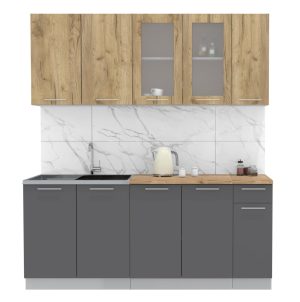 ГОТОВАЯ КУХНЯ МИЛА 1,9 (ДУБ ЗОЛОТОЙ/ АНТРАЦИТ)