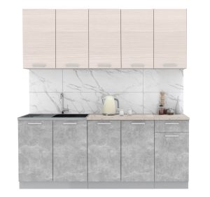 ГОТОВАЯ КУХНЯ ЛАЙТ 2,0 (ВУДЛАЙН КРЕМОВЫЙ/ БЕТОН)