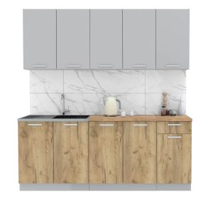 ГОТОВАЯ КУХНЯ ЛАЙТ 2,0 (СЕРЕБРО/ ДУБ ЗОЛОТОЙ)