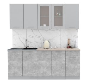 ГОТОВАЯ КУХНЯ МИЛА 2,0 (СЕРЕБРО/ БЕТОН)