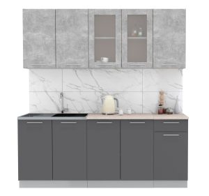 ГОТОВАЯ КУХНЯ МИЛА 2,0 (БЕТОН/ АНТРАЦИТ)