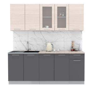 ГОТОВАЯ КУХНЯ МИЛА 2,0 (ВУДЛАЙН КРЕМОВЫЙ/ АНТРАЦИТ)