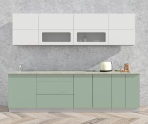 ГОТОВАЯ КУХНЯ МАТТЕ SOFT-TOUCH 2,8Б (БЕЛЫЙ/ МЯТА)