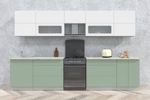 ГОТОВАЯ КУХНЯ МАТТЕ SOFT-TOUCH 3,4Б (БЕЛЫЙ/ МЯТА)