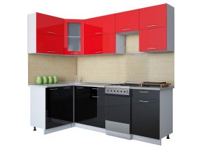 ГОТОВАЯ КУХНЯ МИЛА ГЛОСС 50-12Х24 (КРАСНЫЙ/ ЧЕРНЫЙ)