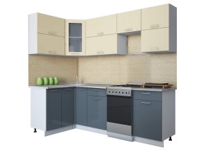 ГОТОВАЯ КУХНЯ МИЛА ГЛОСС 50-12Х24 (ВАНИЛЬ/ АСФАЛЬТ)