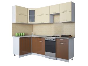 ГОТОВАЯ КУХНЯ МИЛА ГЛОСС 50-12Х24 (ВАНИЛЬ/ ШОКОЛАД)