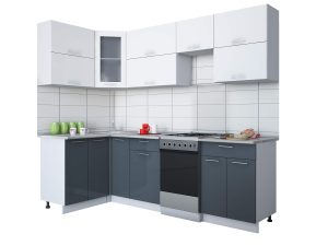 ГОТОВАЯ КУХНЯ МИЛА ГЛОСС 50-12Х25 (БЕЛЫЙ/ АСФАЛЬТ)