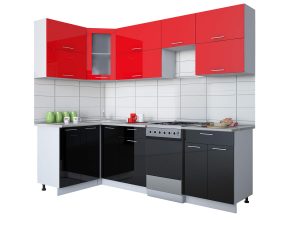 ГОТОВАЯ КУХНЯ МИЛА ГЛОСС 50-12Х25 (КРАСНЫЙ/ ЧЕРНЫЙ)