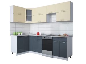 ГОТОВАЯ КУХНЯ МИЛА ГЛОСС 50-12Х25 (ВАНИЛЬ/ АСФАЛЬТ)
