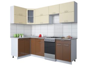 ГОТОВАЯ КУХНЯ МИЛА ГЛОСС 50-12Х25 (ВАНИЛЬ/ ШОКОЛАД)