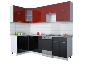 ГОТОВАЯ КУХНЯ МИЛА ГЛОСС 50-12Х25 (БОРДОВЫЙ/ ЧЕРНЫЙ)