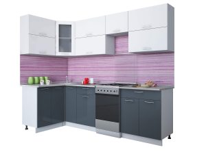 ГОТОВАЯ КУХНЯ МИЛА ГЛОСС 50-12Х26 (БЕЛЫЙ/ АСФАЛЬТ)