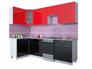 ГОТОВАЯ КУХНЯ МИЛА ГЛОСС 50-12Х26 (КРАСНЫЙ/ ЧЕРНЫЙ)