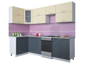 ГОТОВАЯ КУХНЯ МИЛА ГЛОСС 50-12Х26 (ВАНИЛЬ/ АСФАЛЬТ)