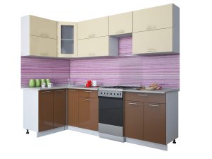 ГОТОВАЯ КУХНЯ МИЛА ГЛОСС 50-12Х26 (ВАНИЛЬ/ ШОКОЛАД)