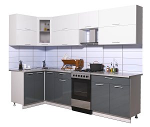 ГОТОВАЯ КУХНЯ МИЛА ГЛОСС 50-12Х27 (БЕЛЫЙ/ АСФАЛЬТ)