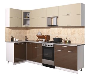 ГОТОВАЯ КУХНЯ МИЛА ГЛОСС 50-12Х27 (ВАНИЛЬ/ ШОКОЛАД)