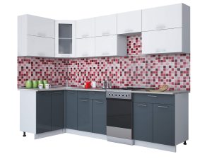 ГОТОВАЯ КУХНЯ МИЛА ГЛОСС 50-12Х28 (БЕЛЫЙ/ АСФАЛЬТ)