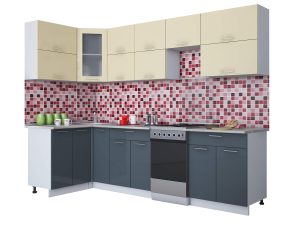 ГОТОВАЯ КУХНЯ МИЛА ГЛОСС 50-12Х28 (ВАНИЛЬ/ АСФАЛЬТ)