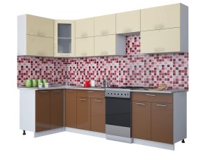 ГОТОВАЯ КУХНЯ МИЛА ГЛОСС 50-12Х28 (ВАНИЛЬ/ ШОКОЛАД)