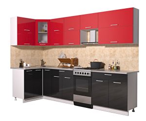 ГОТОВАЯ КУХНЯ МИЛА ГЛОСС 50-12Х29 (КРАСНЫЙ/ ЧЕРНЫЙ)