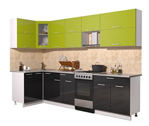 ГОТОВАЯ КУХНЯ МИЛА ГЛОСС 50-12Х29 (ЯБЛОКО/ ЧЕРНЫЙ)