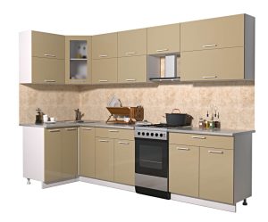 ГОТОВАЯ КУХНЯ МИЛА ГЛОСС 50-12Х29 (КАПУЧИНО/ КАПУЧИНО)