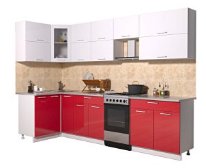 ГОТОВАЯ КУХНЯ МИЛА ГЛОСС 50-12Х29 (БЕЛЫЙ/ КРАСНЫЙ)