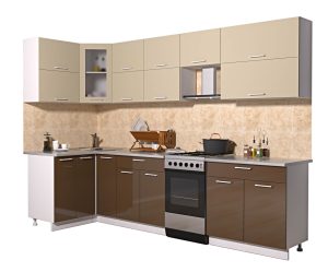 ГОТОВАЯ КУХНЯ МИЛА ГЛОСС 50-12Х29 (ВАНИЛЬ/ ШОКОЛАД)