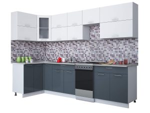 ГОТОВАЯ КУХНЯ МИЛА ГЛОСС 50-12Х30 (БЕЛЫЙ/ АСФАЛЬТ)