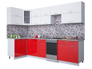ГОТОВАЯ КУХНЯ МИЛА ГЛОСС 50-12Х30 (БЕЛЫЙ/ КРАСНЫЙ)