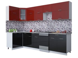ГОТОВАЯ КУХНЯ МИЛА ГЛОСС 50-12Х30 (БОРДОВЫЙ/ ЧЕРНЫЙ)