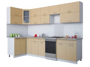 ГОТОВАЯ КУХНЯ МИЛА ГЛОСС 50-12Х30 (КАПУЧИНО/ КАПУЧИНО)