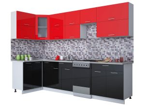 ГОТОВАЯ КУХНЯ МИЛА ГЛОСС 50-12Х30 (КРАСНЫЙ/ ЧЕРНЫЙ)
