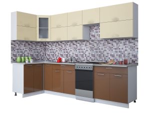 ГОТОВАЯ КУХНЯ МИЛА ГЛОСС 50-12Х30 (ВАНИЛЬ/ ШОКОЛАД)