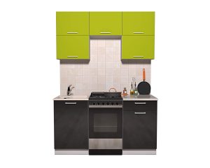 ГОТОВАЯ КУХНЯ ГЛОСС 50-15 (ЯБЛОКО/ ЧЕРНЫЙ)