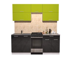 ГОТОВАЯ КУХНЯ ГЛОСС 50-20 (ЯБЛОКО/ ЧЕРНЫЙ)