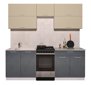 ГОТОВАЯ КУХНЯ ГЛОСС 50-21 (ВАНИЛЬ/ АСФАЛЬТ)