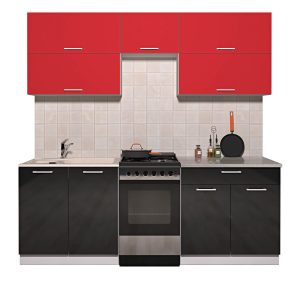 ГОТОВАЯ КУХНЯ ГЛОСС 50-21 (КРАСНЫЙ/ ЧЕРНЫЙ)