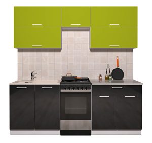 ГОТОВАЯ КУХНЯ ГЛОСС 50-21 (ЯБЛОКО/ ЧЕРНЫЙ)
