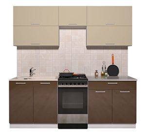 ГОТОВАЯ КУХНЯ ГЛОСС 50-21 (ВАНИЛЬ/ ШОКОЛАД)