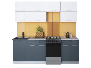 ГОТОВАЯ КУХНЯ ГЛОСС 50-22 (БЕЛЫЙ/ АСФАЛЬТ)