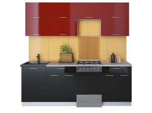 ГОТОВАЯ КУХНЯ ГЛОСС 50-22 (БОРДОВЫЙ/ ЧЕРНЫЙ)