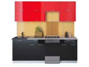ГОТОВАЯ КУХНЯ ГЛОСС 50-22 (КРАСНЫЙ/ ЧЕРНЫЙ)