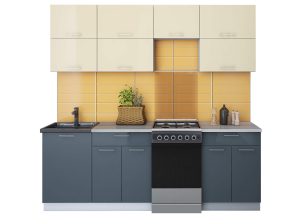 ГОТОВАЯ КУХНЯ ГЛОСС 50-22 (ВАНИЛЬ/ АСФАЛЬТ)