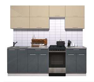 ГОТОВАЯ КУХНЯ ГЛОСС 50-23 (ВАНИЛЬ/ АСФАЛЬТ)